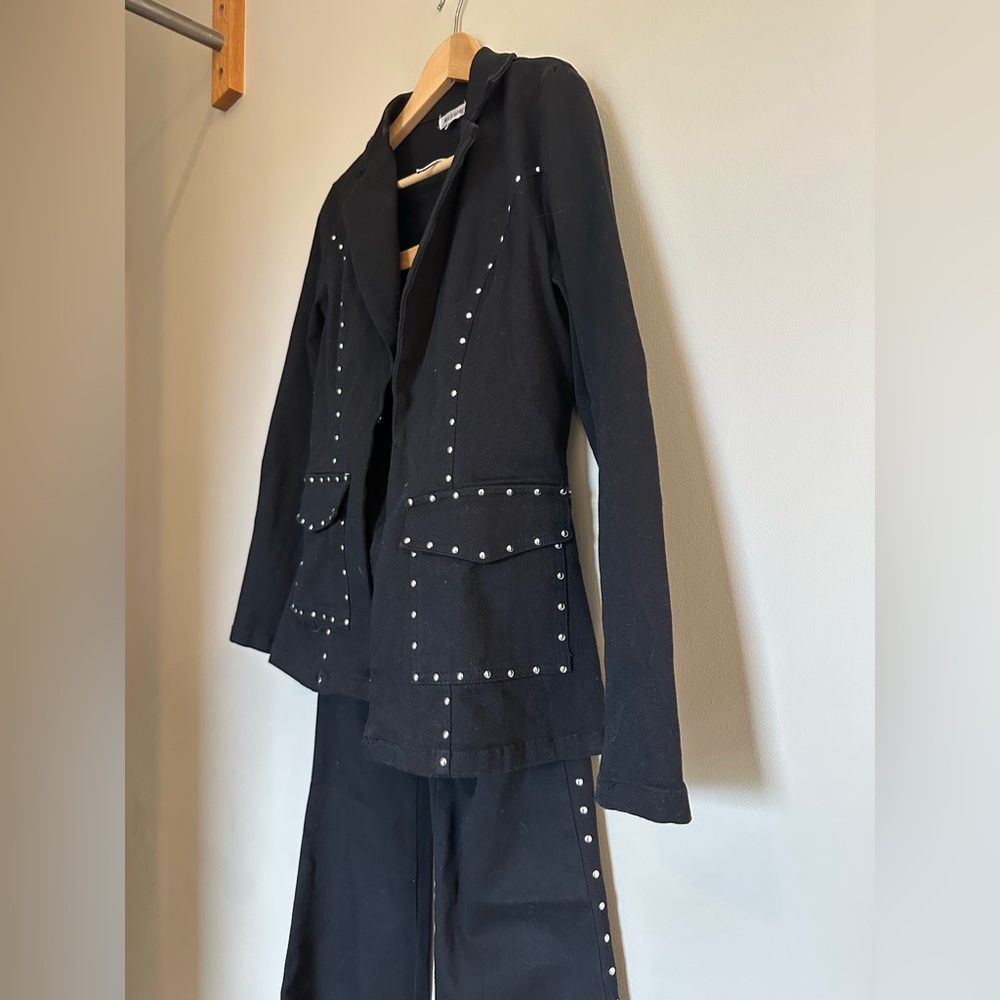 Black Denim, Studded, Western, Boho, Blazer Jacket, Flare, Studded Jeans Set 🔥